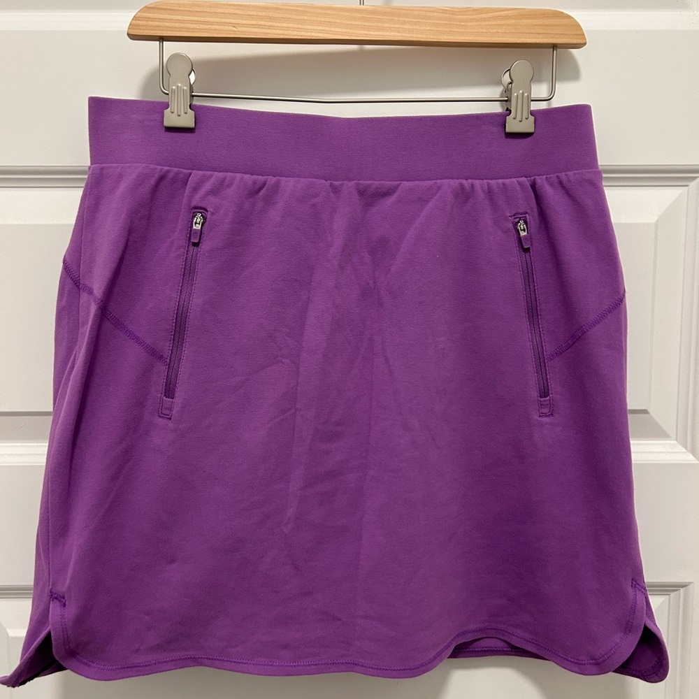 Talbots Classic Purple Zip Pockets Elastic Waist Stretch Skirt Skort Med Tennis